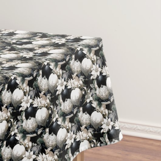 Nappe Élégant noir blanc motif ornement de Noël (In Situ)