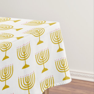 Nappe Élégant or blanc Chanukah Hanukkiyah MENORAH
