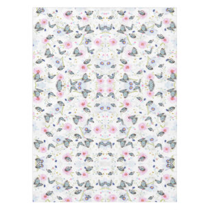 Nappe élégant papillon et fleurs rose et bleu moderne