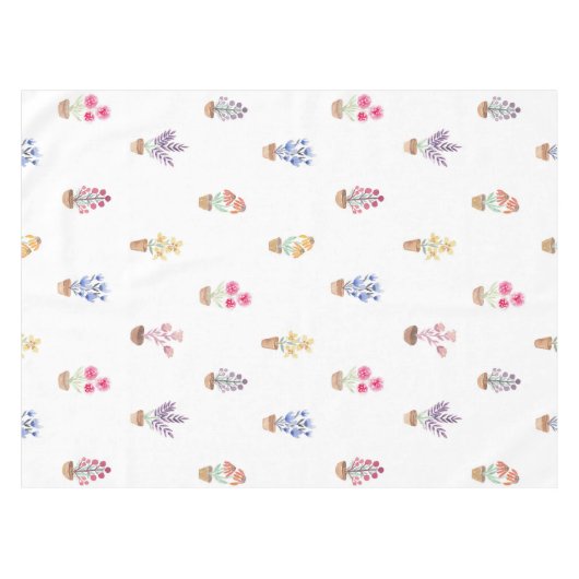 Nappe Elégant Pays Fleurs Potées Motif Aquarelle (Devant (Horizontal))