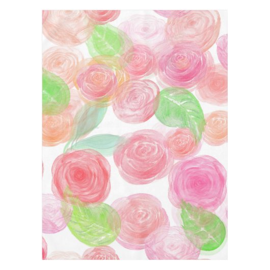Nappe Elegant Pink Roses Watercolor Floral Pattern | (Devant)