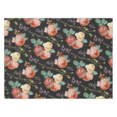 Nappe Élégant rose chic roses Floral sur noir (Devant (Horizontal))