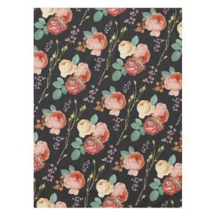 Nappe Élégant rose chic roses Floral sur noir