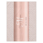 Nappe Élégant Rose Damask or Monogram Mariage (Devant)