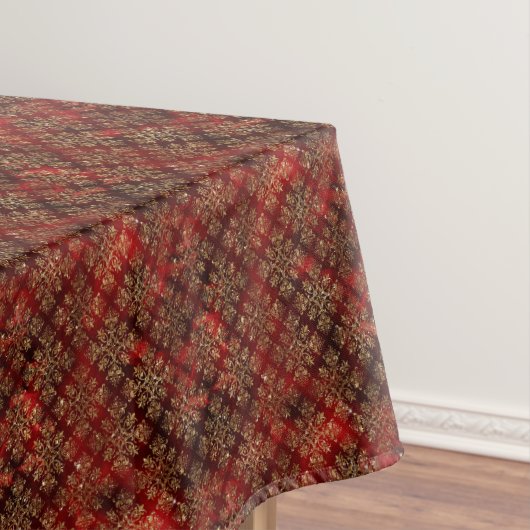 Nappe Élégant Rouge or Motif Noël (In Situ)