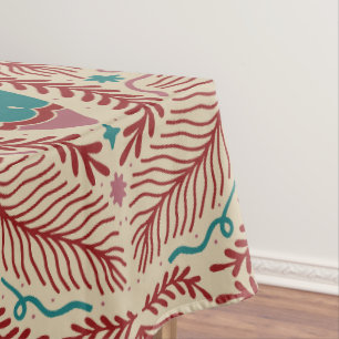 Nappe Élégant vêtement de Noël Vintage Rouge Turquoise F