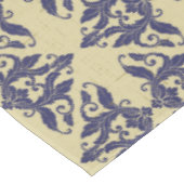 Nappe Elégant vintage damassé marine bleu jaune monogram (Angle)
