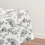 Nappe Élégant Vintage gravé noir Roses et rubans<br><div class="desc">Elégant et romantique noir gravé roses vintages,  fleurs,  vignes,  feuilles et papillons avec rubans et arcs entrelacés sur un arrière - plan blanc.</div>