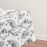 Nappe Élégant Vintage gravé noir Roses et rubans<br><div class="desc">Elégant et romantique noir gravé roses vintages,  fleurs,  vignes,  feuilles et papillons avec rubans et arcs entrelacés sur un arrière - plan blanc.</div>
