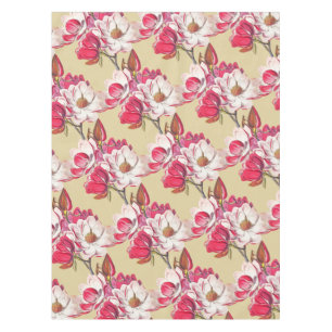 Nappe Elégant Vintage Magnolia Fleur rose Motif de beige