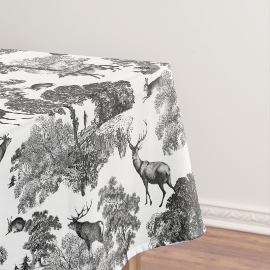Nappe Elégant Vintage noir blanc toile Motif cerf (In Situ)