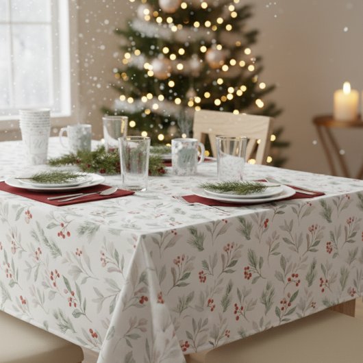 Nappe Elegant Winter Foliage Holiday Tablecloth