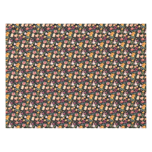 Nappe Elégante aquarelle automne motif floral sur noir (Devant (Horizontal))
