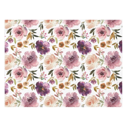 Nappe Elégante aquarelle Roses floraux rose pourpre (Devant (Horizontal))