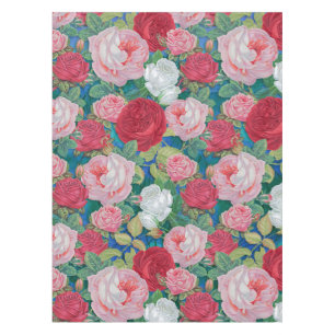 Nappe Elégante aquarelle victorienne Roses rouge et rose