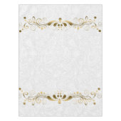 Nappe Elégante dentelle d'or Floral avec Damas blanches  (Devant)