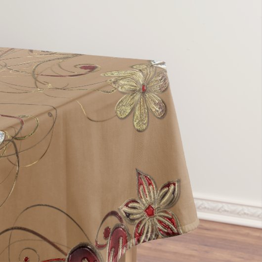 Nappe élégante en coton rouge/argent/or  (In Situ)