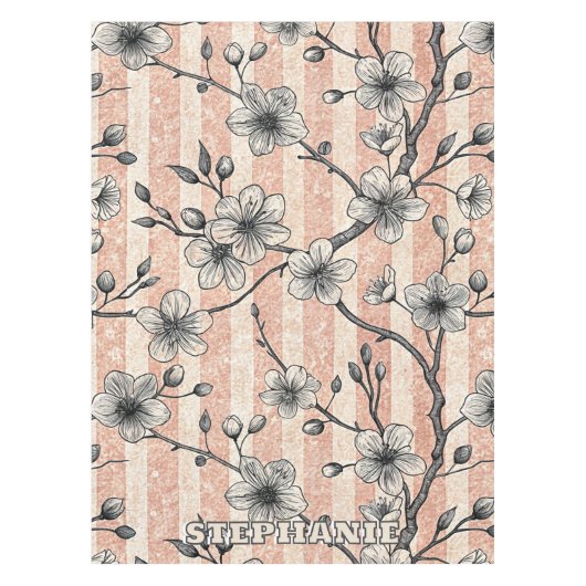 Nappe Elégante Fleur de Cerise Sakura - Rose & Blanc (Devant)