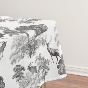 Nappe Élégante Forêt de cerfs de Toile Vintage Gris