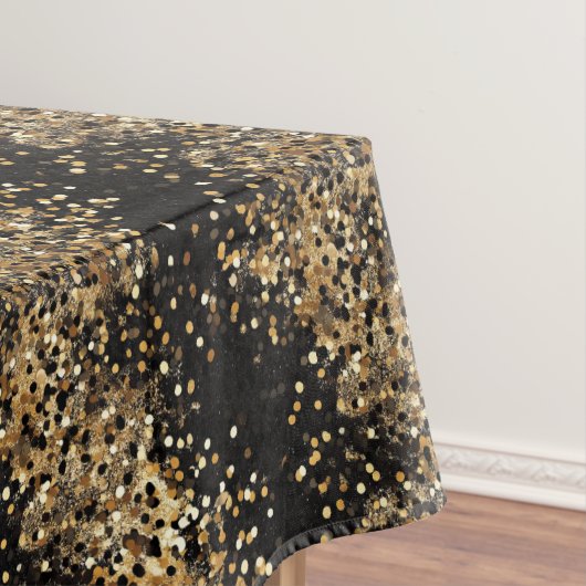 Nappe Élégante Parties scintillant Confetti Noir et Or (In Situ)