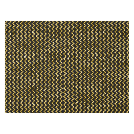 Nappe Elégante Parties scintillant Noir Or Chevron Strip (Devant (Horizontal))