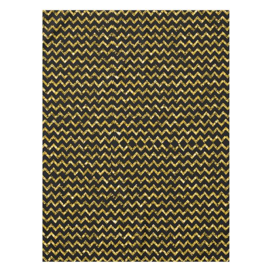 Nappe Elégante Parties scintillant Noir Or Chevron Strip (Devant)