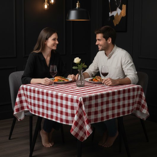 Nappe élégante rouge profond et blanc
