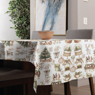 Nappe Élégante scène hivernale avec ornements et oiseaux