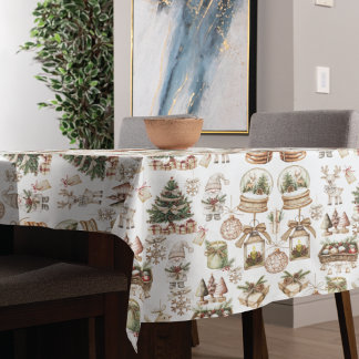 Nappe Élégante scène hivernale avec ornements et oiseaux