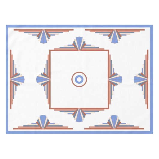 Nappe Éléments Art déco en or et bleu rose (Devant (Horizontal))