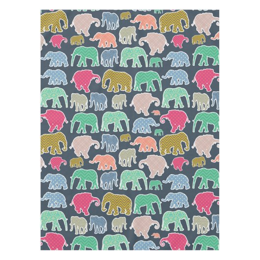 Nappe Eléphants Colorés, Motif Des Eléphants, Zigzag (Devant)