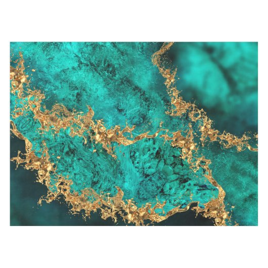 Nappe Emerald Jade Gold Splatter Abstract (Devant (Horizontal))