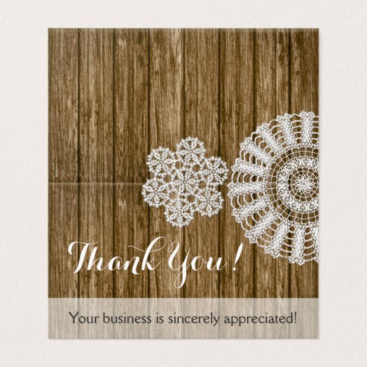Nappe en crochet en bois rustique Carte de remerci (Outside Unfolded)