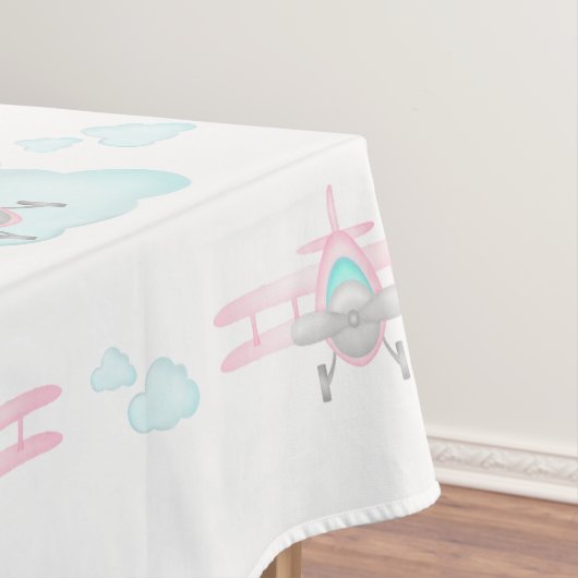 Nappe Enfants Pink Avion Volant Aviation Anniversaire (In Situ)