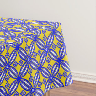 Nappe espagnole bleue et jaune de motif de tuile