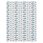 Nappe Eté Mer Bleu Blanc Poissons Motif (Devant)
