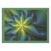 Nappe Etoile Abstraite, Bleu brillant Vert Or Fractal Ar (Devant (Horizontal))