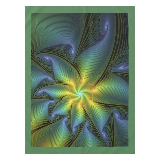 Nappe Etoile Abstraite, Bleu brillant Vert Or Fractal Ar (Devant)