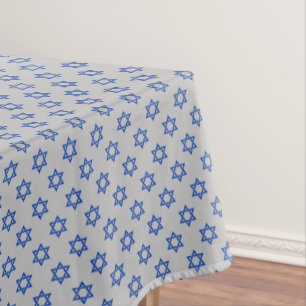 Nappe Étoile de David bleue sur argent mat
