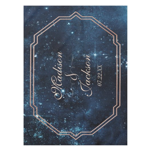 Nappe Étoile de nuit Sky Celestiy Galaxy Mariage Monogra (Devant)
