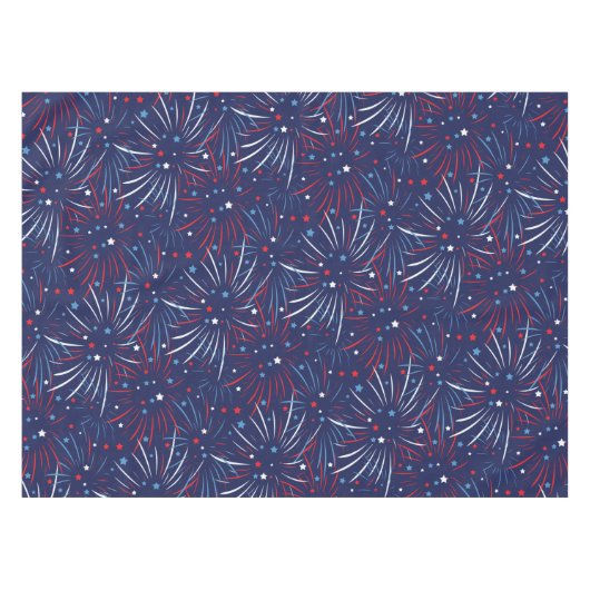 Nappe Étoiles bleues blanches rouges de feux d'artifice (Devant (Horizontal))