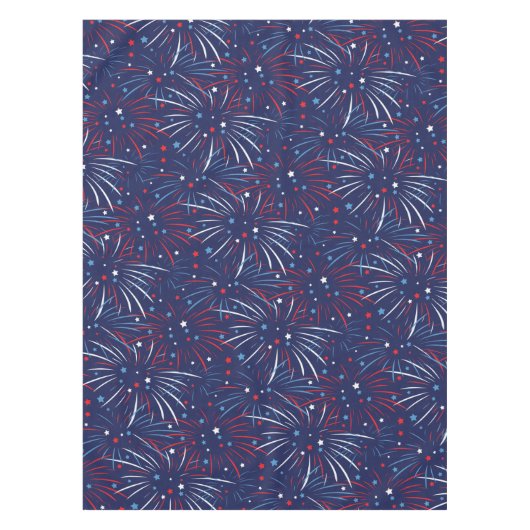 Nappe Étoiles bleues blanches rouges de feux d'artifice (Devant)
