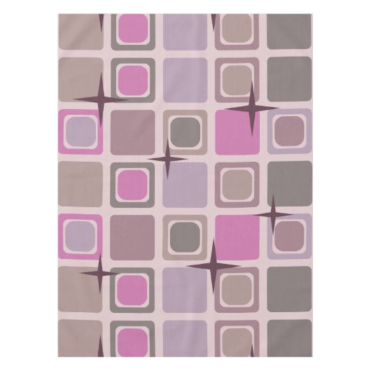 Nappe Étoiles Carrés modernes du milieu du siècle Rose v (Devant)