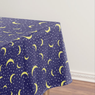 Nappe Étoiles de nuit et demi-lune d'or Rectangle Motif