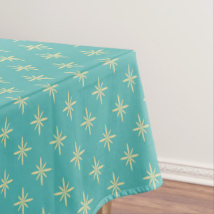 Nappe Etoiles jaunes sur Turquoise Atomique milieu du si