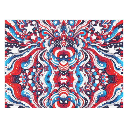 Nappe Étoiles rouges, blanches et bleues et rayures patr (Devant (Horizontal))