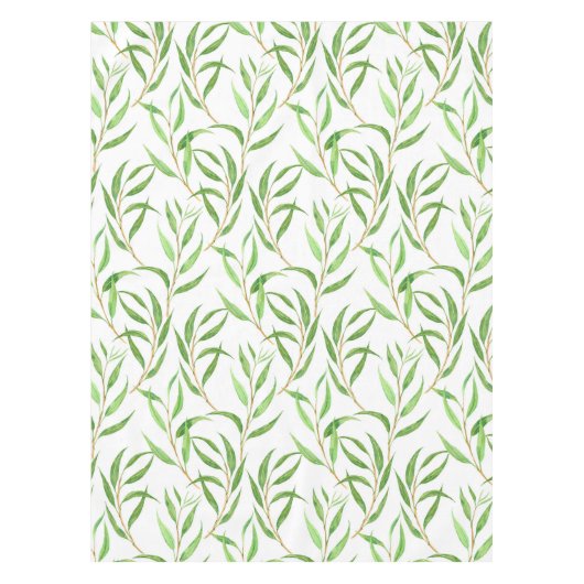 Nappe Eucalyptus motif aquarelle sur blanc (Devant)