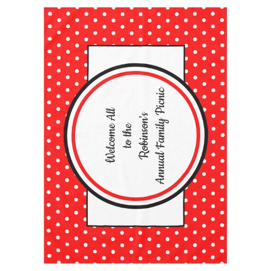 Nappe Famille Pique-nique Rouge Pois blancs (Devant)