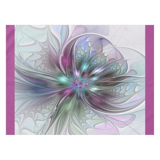 Nappe Fantaisie Abstraite Moderne Fleur Fractale Colorée (Devant (Horizontal))