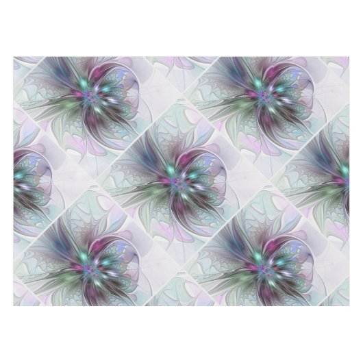 Nappe Fantaisie Abstraite Moderne Fleur Fractale Colorée (Devant (Horizontal))